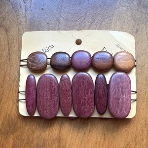 Vintage NWT Costa Rican Exotic Wood Beaded Bracelet Set of two in Brown & Purple